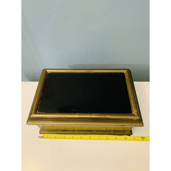 Vintage 12” Brass Casket Box Jewelry Dresser Parlor Trinket Home Decor - Picture 6 of 16